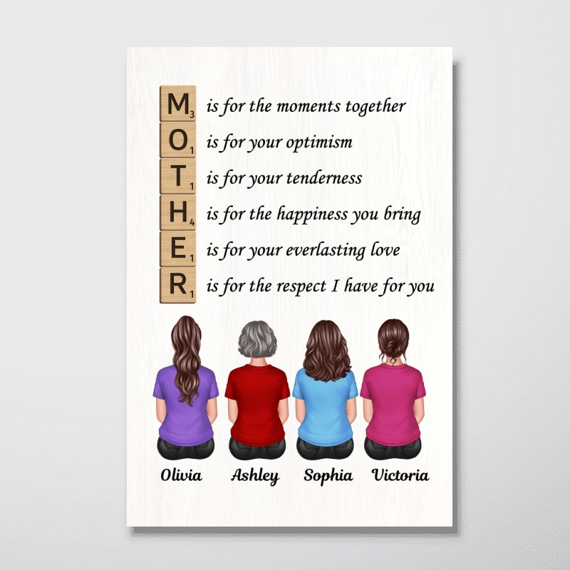 MOTHER Alphabet Tiles Gift For Mom Personalized Vertical Poster