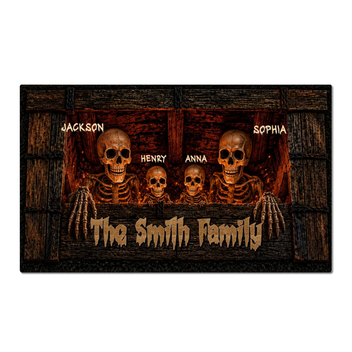 Halloween Skeleton Family Welcome - Personalized Doormat - Halloween Decor Gift, Gift For Family