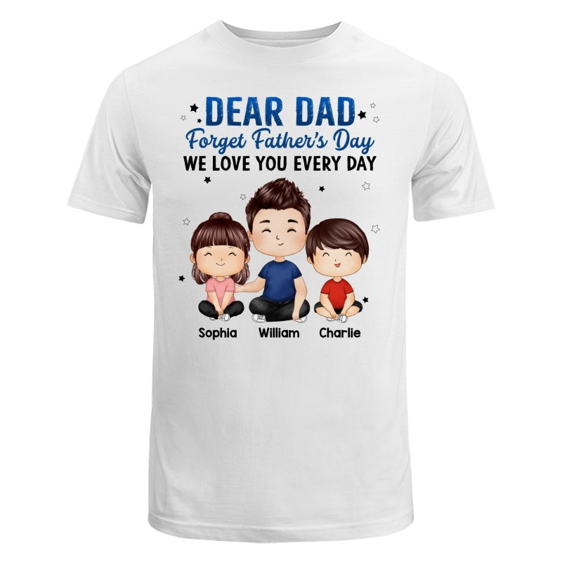 Doll Dad And Kids Sitting Watercolor Style Dear Dad Forget Father‘s Day Personalized Shirt