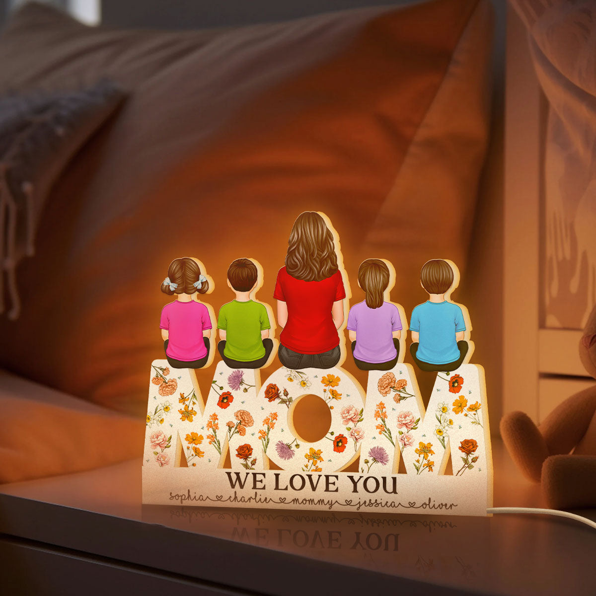 MOM Floral Personalized Light Box, Heartfelt Gift For Mom