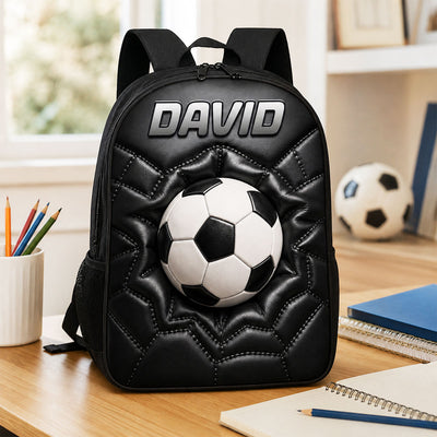 Soccer Ball Custom Name - Personalized Backpack - Back to School Trendy Design for Boys, Girls