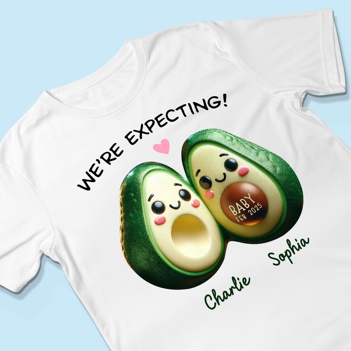 Avocado Couple Expecting Parents Pregnancy Announcement Keepsake Personalized Shirt