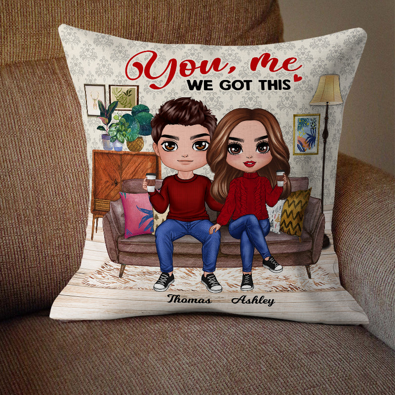 Doll Couple Sitting In Living Room Personalized Pillow
