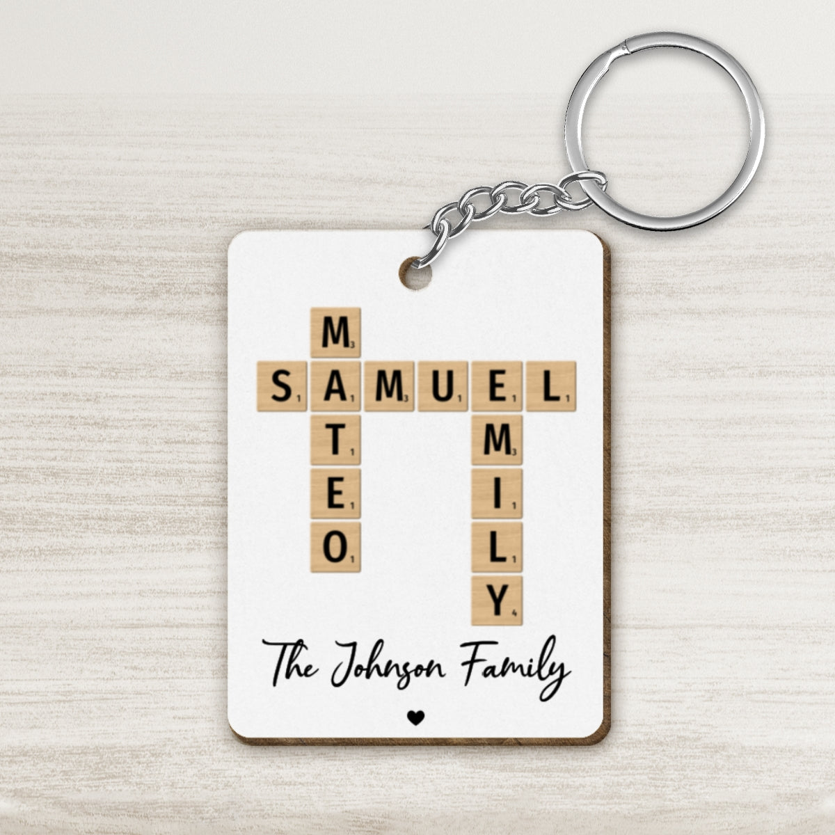 Family Crossword Puzzle Art Created In A Moment, Treasured Forever Personalized Wooden Keychain