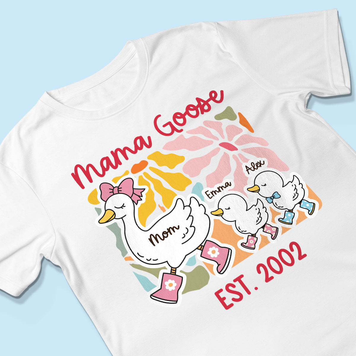 Mama Goose Grandma Goose & Kids Colorful Floral Personalized Shirt