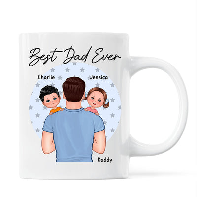 Blue Stars Dad Carrying Kids On Shoulder Gift For Dad Personalized Mug
