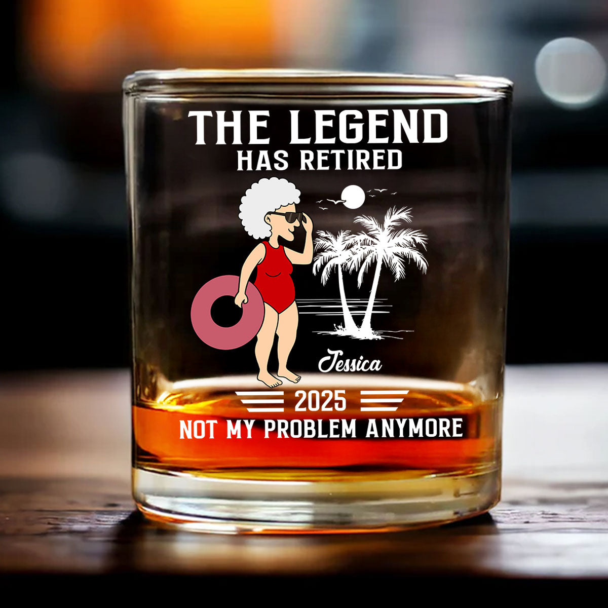 Every Sip Tastes Not My Problem Personalized Wine Glass, Funny Retirement Gift