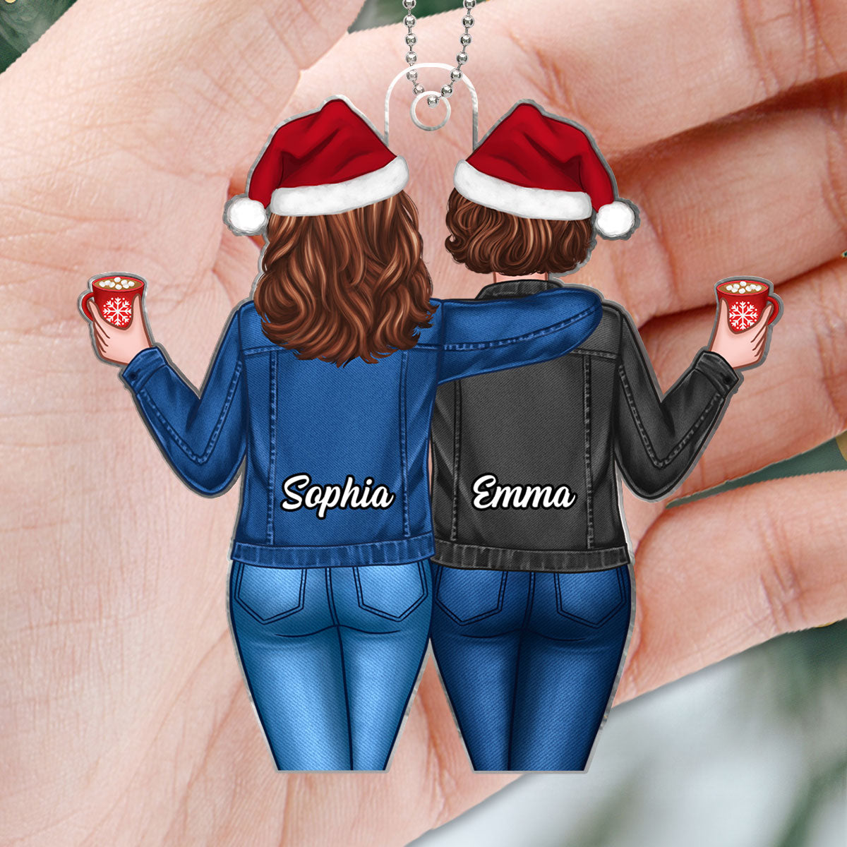 Back View Besties Christmas Gift For Best Friends Personalized Acrylic Ornament