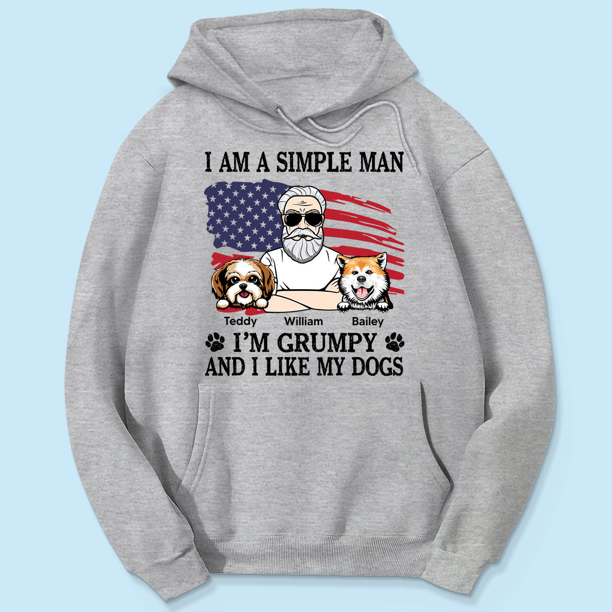 Simple Man Grumpy And Like My Dogs Nation Flag Personalized Shirt, Perfect Gift for Dog Lovers