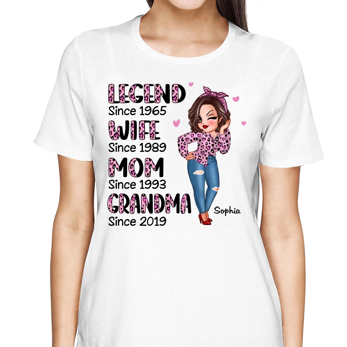 Legend Wife Mom Grandma Pink Leopard Pattern Personalized Shirt, Heartfelt 2025 Gift For Grandma, Mom