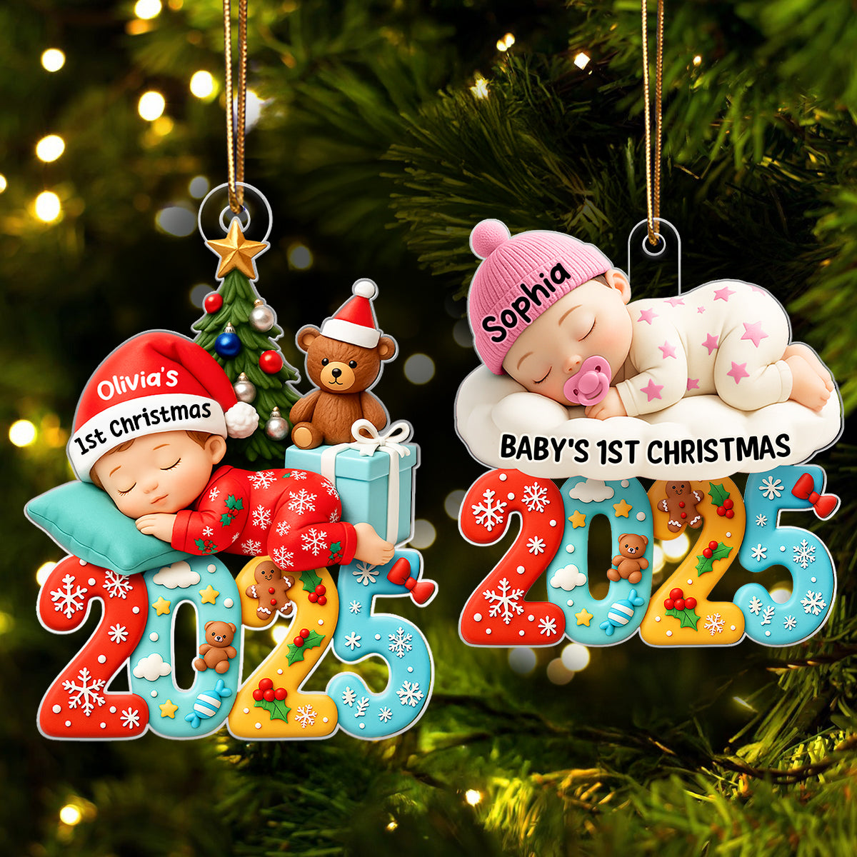 Baby's 1st Christmas 2025 - Personalized Acrylic Ornament - Unique Christmas Gift For New Parent, Newborn Keepsake