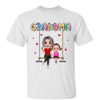Grandma & Grandkids Sitting On Swing Personalized Shirt