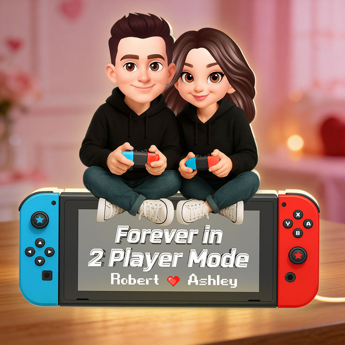 Forever In 2 Player Mode Gaming Couple - Personalized Light Box - Heartfelt Valentine, Anniversary Gift For Gamers, For Him, For Her