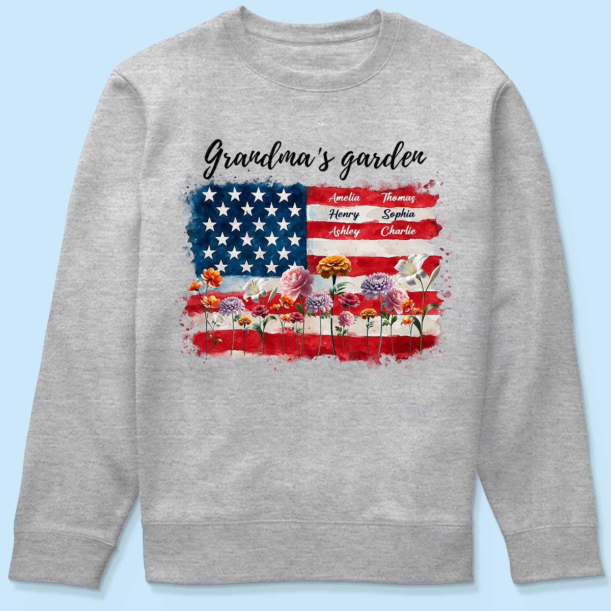 Grandma Garden Nation Flag Floral 4th Of July Personalized Shirt