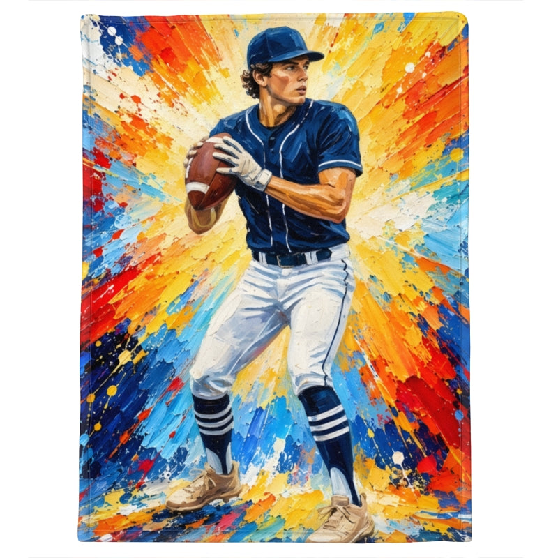 Modern Oil Painting Sport Photos Insert - Personalized Fleece Blanket - Gift For Boy, Girl