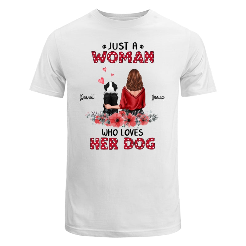 Polka Dot Pattern Back View Just A Woman Loves Dog Personalized Shirt