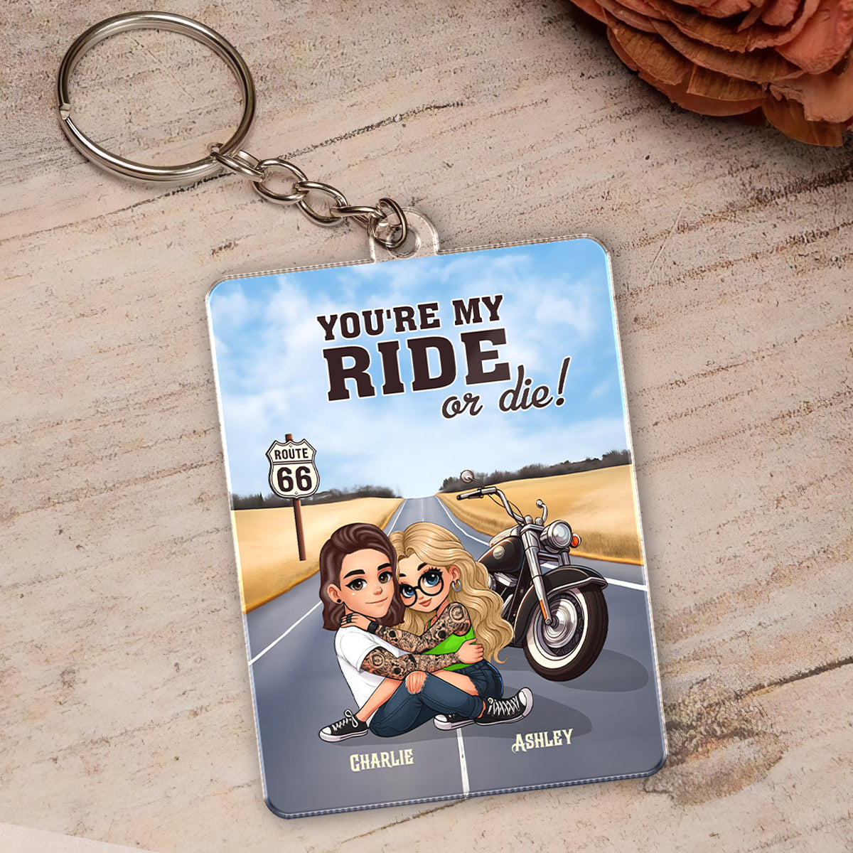 Bikers Couple Riding Partners for Life Personalized Acrylic Keychain, Gift for him, Gift for her