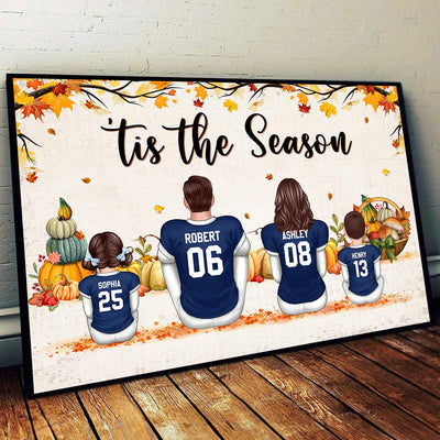 Fall Season Football Family Sitting - Personalized Poster - Gift For Husband Dad Grandpa