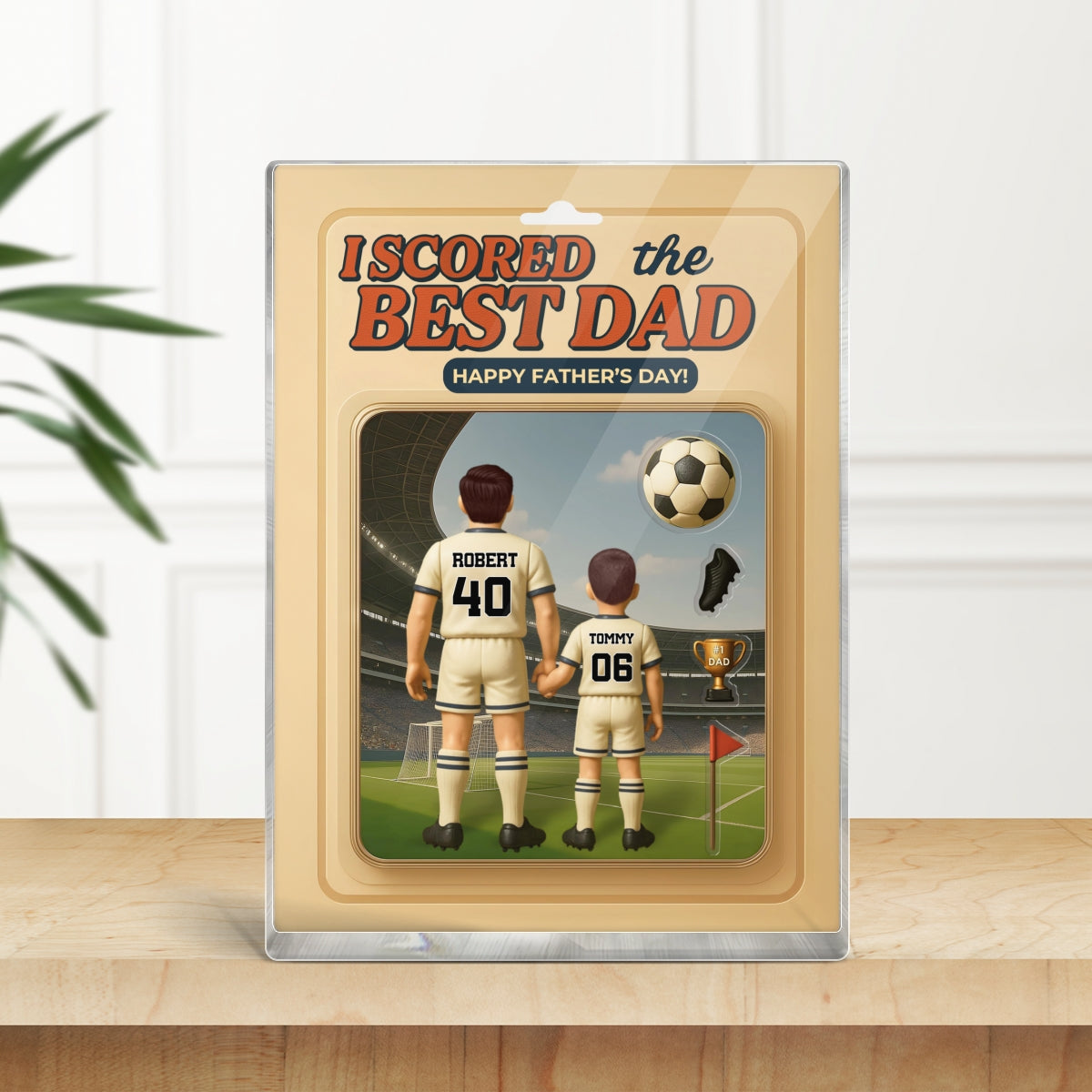 I Scored the Best Dad Football Custom Action Figure Personalized Acrylic Block Plaque, Father's Day Gift for Dad, Gift for Husband