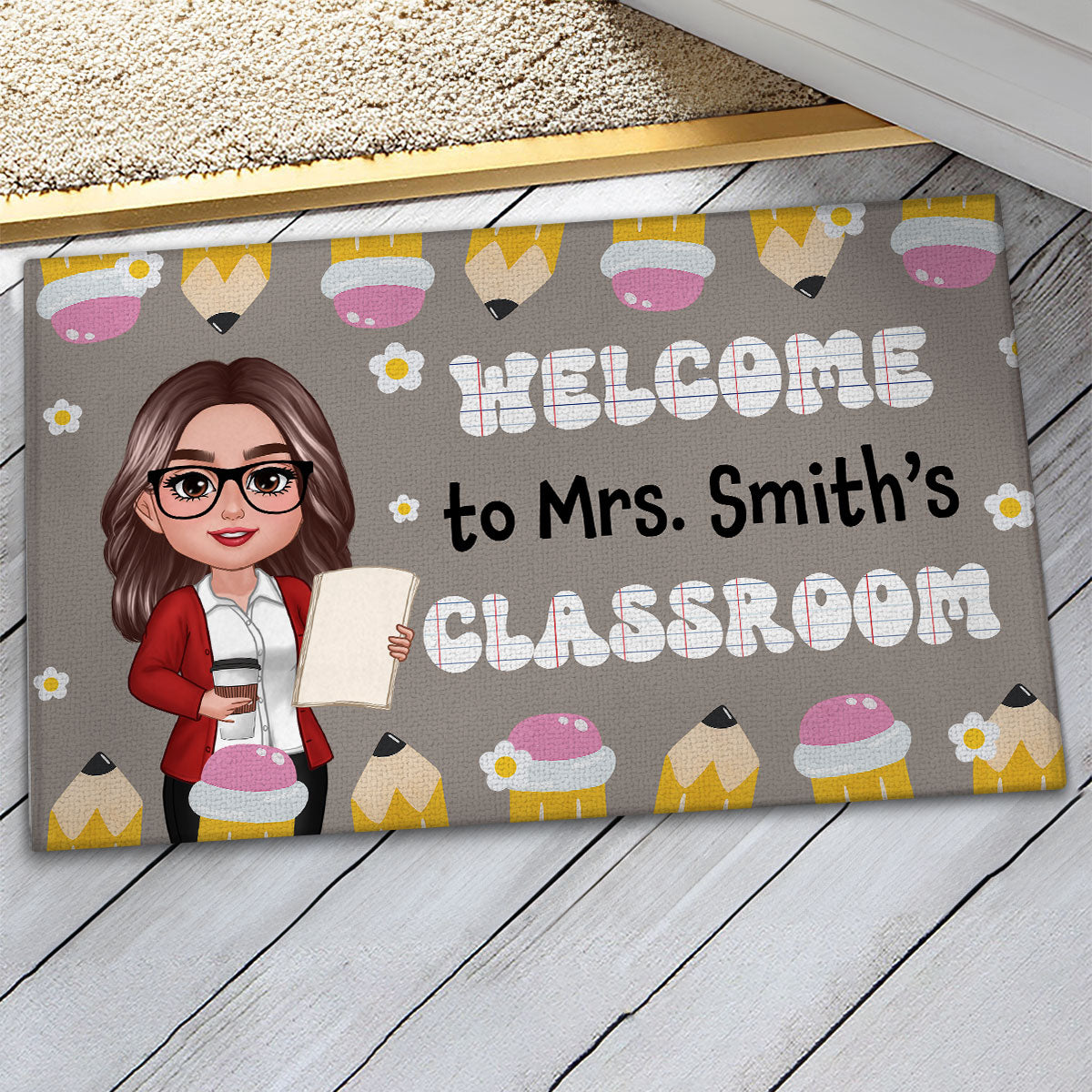 Classroom Decoration Welcome To Teacher Classroom Pencil Personalized Doormat