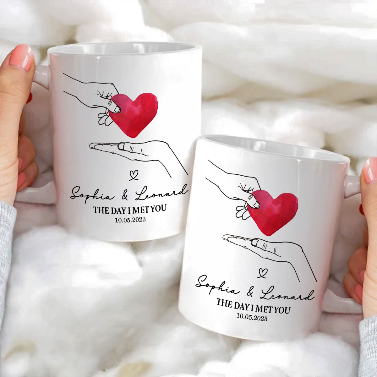 Give You My Heart Couple Hands Personalized Mug,  gift, Anniversary gift for Couples
