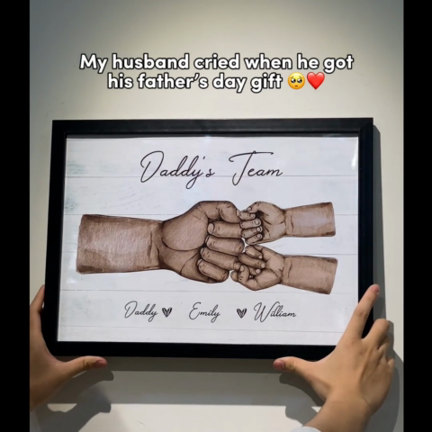 Daddy's Team Fist Bump Personalized Poster, Father's Day Gift For Dad, Grandpa, Husband