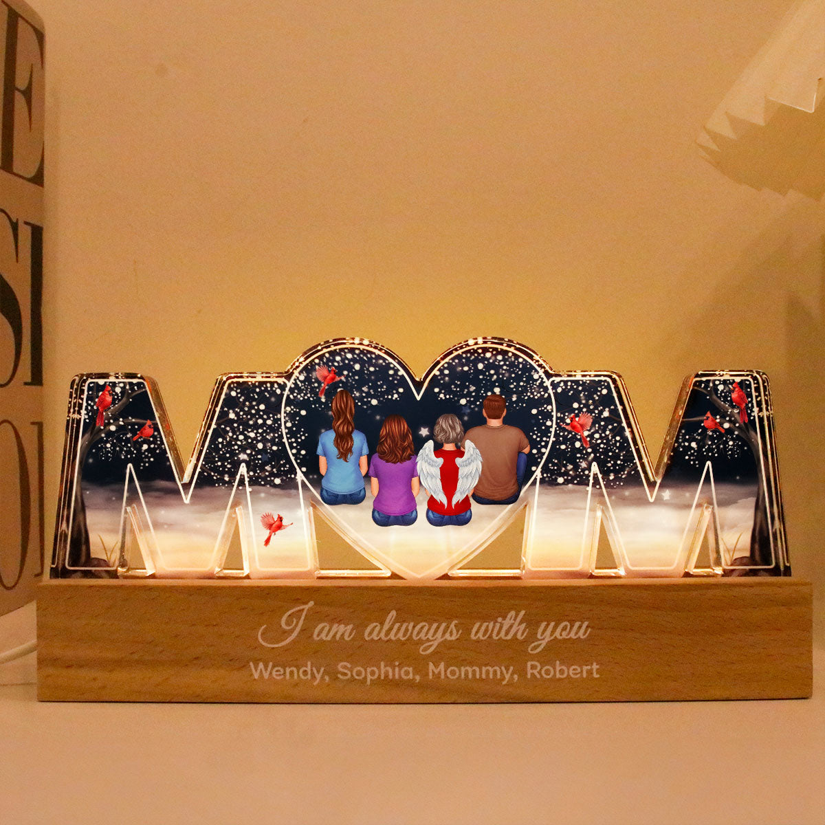 I'm Always With You Memorial Personalized LED Night Light, Sympathy Gift For Loss Mom