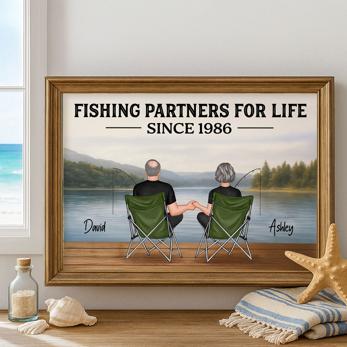 Couple Fishing Partners For Life Personalized Poster|Heartlfelt Gift For Couple, Fishing Lovers, Fishing Partners