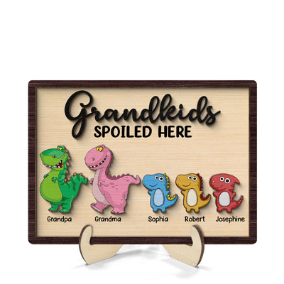 Grandkids Spoiled Here Grandparent Home Decor Personalized 2-Layer Wooden Plaque Plaque