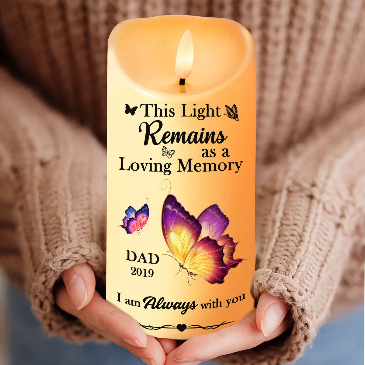 This Light Remains As A Loving Memory Personalized Flameless LED Candle - Christmas Gift, Sympathy Gift For Family Members