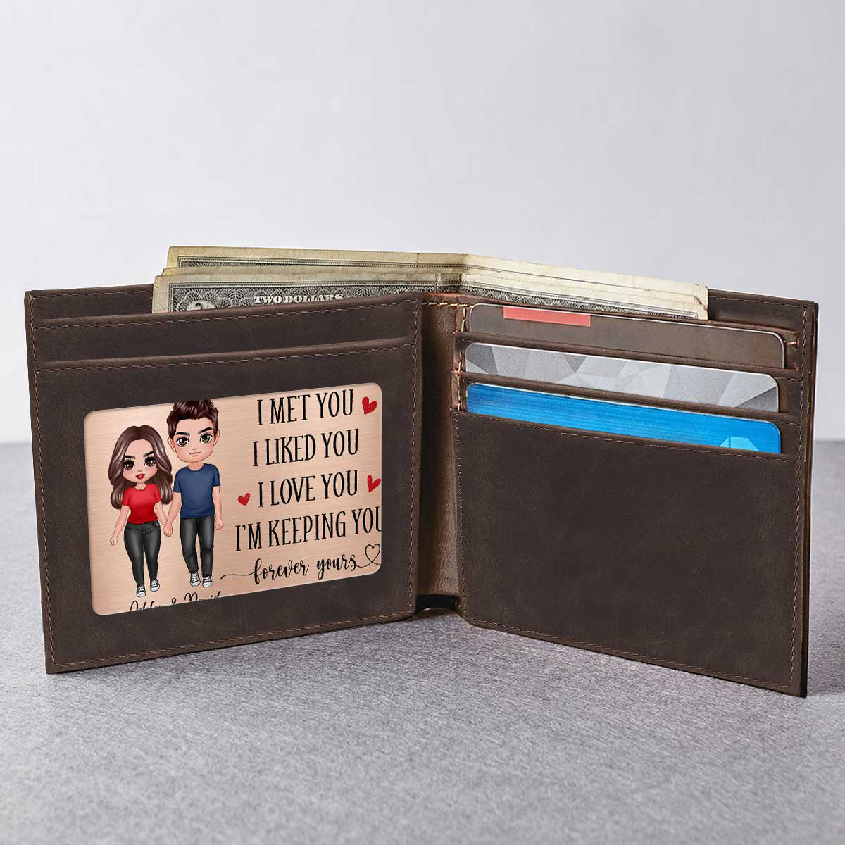 Couple Standing Together Since I Met You Wallet Keepsake Personalized Metal Wallet Card