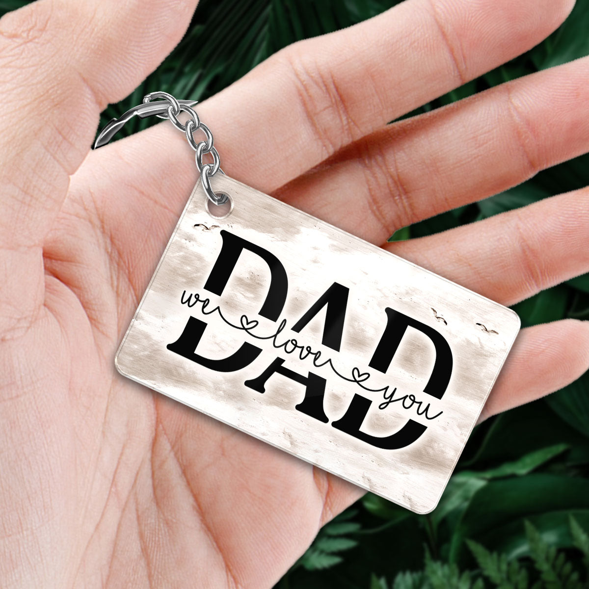Retro Beach Landscape Dad And Kids Personalized Acrylic Keychain