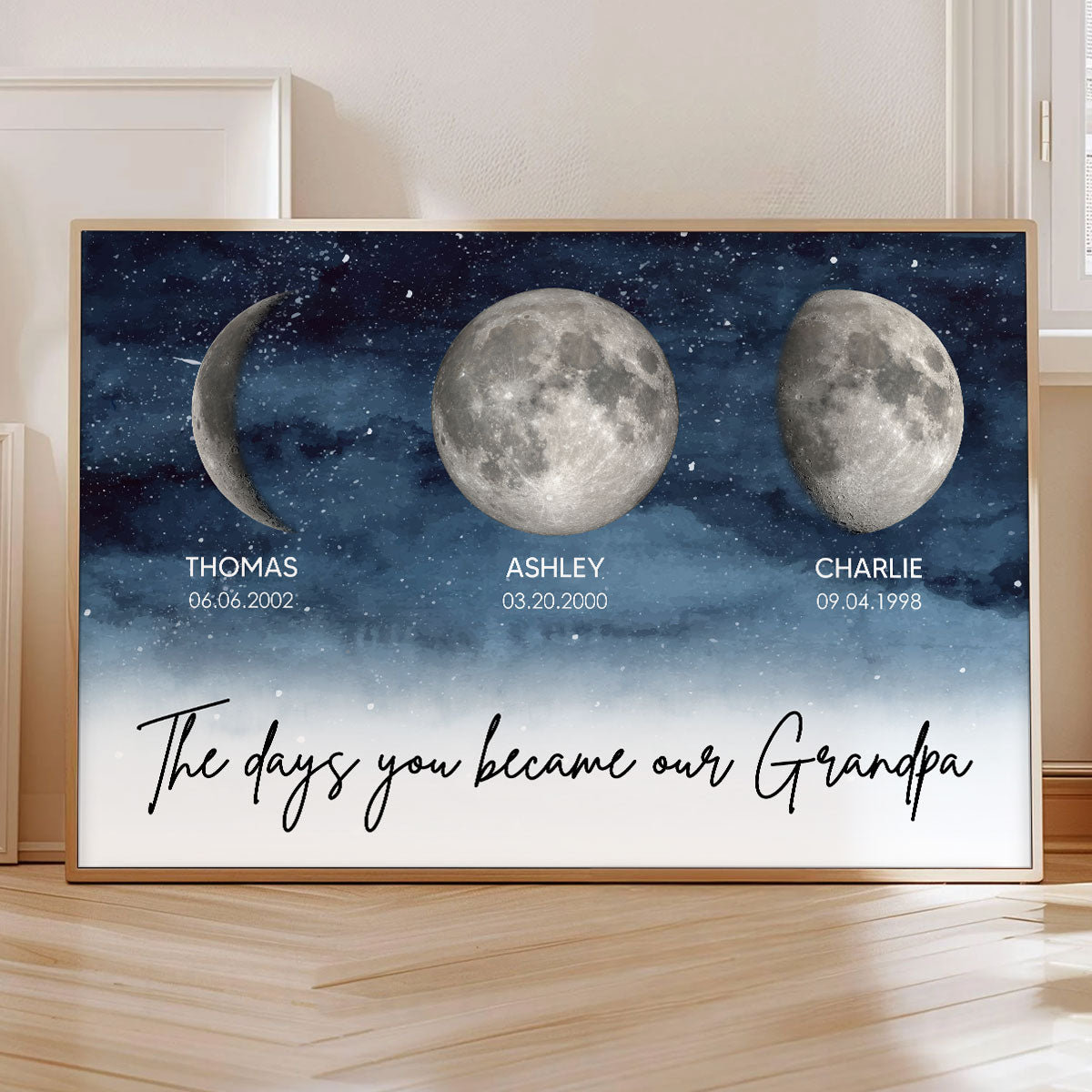 Starry Night Custom Birth Moon Phase The Days You Became Our Grandpa Personalized Poster