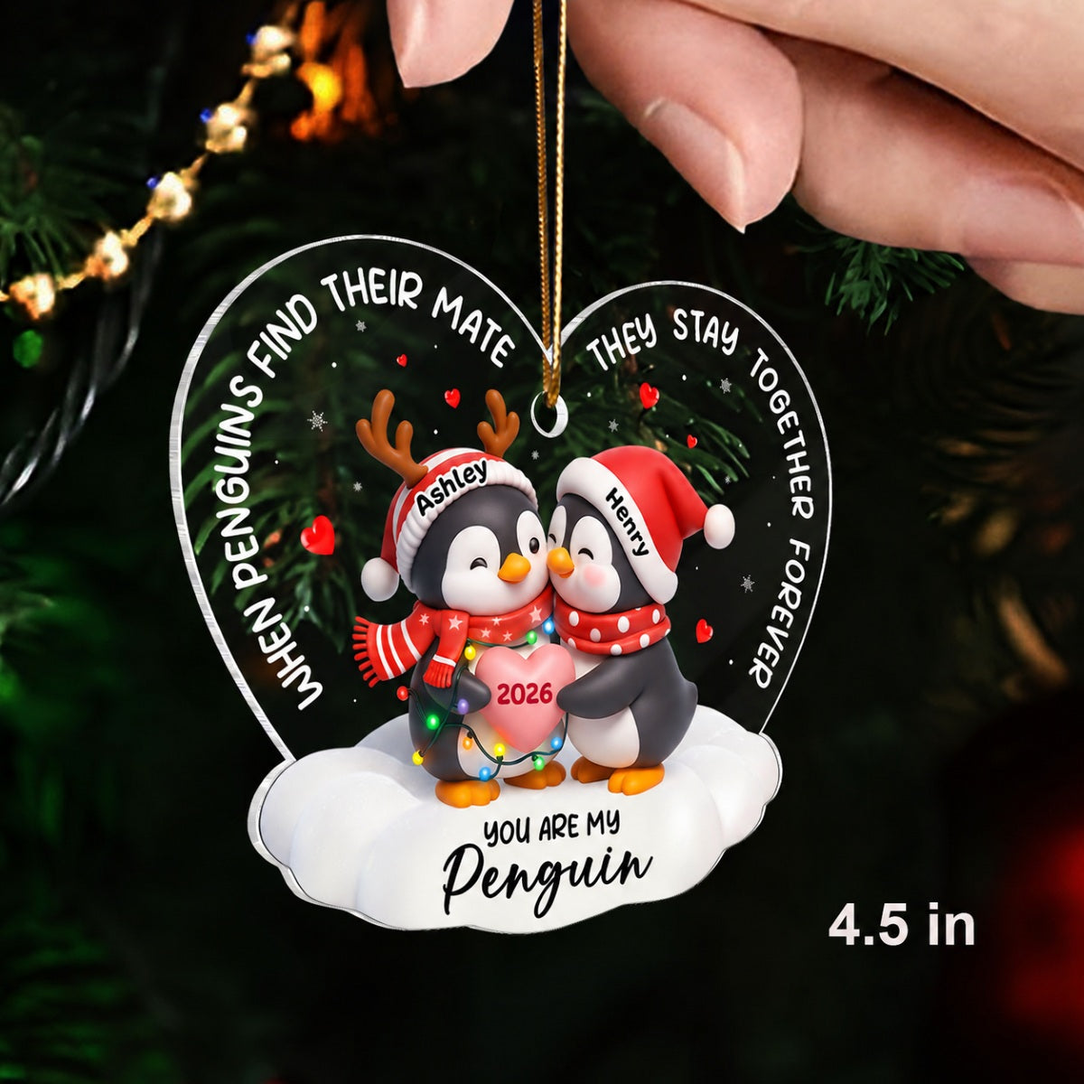 You Are My Penguin - Personalized Acrylic Ornament - Christmas Gift for Couple