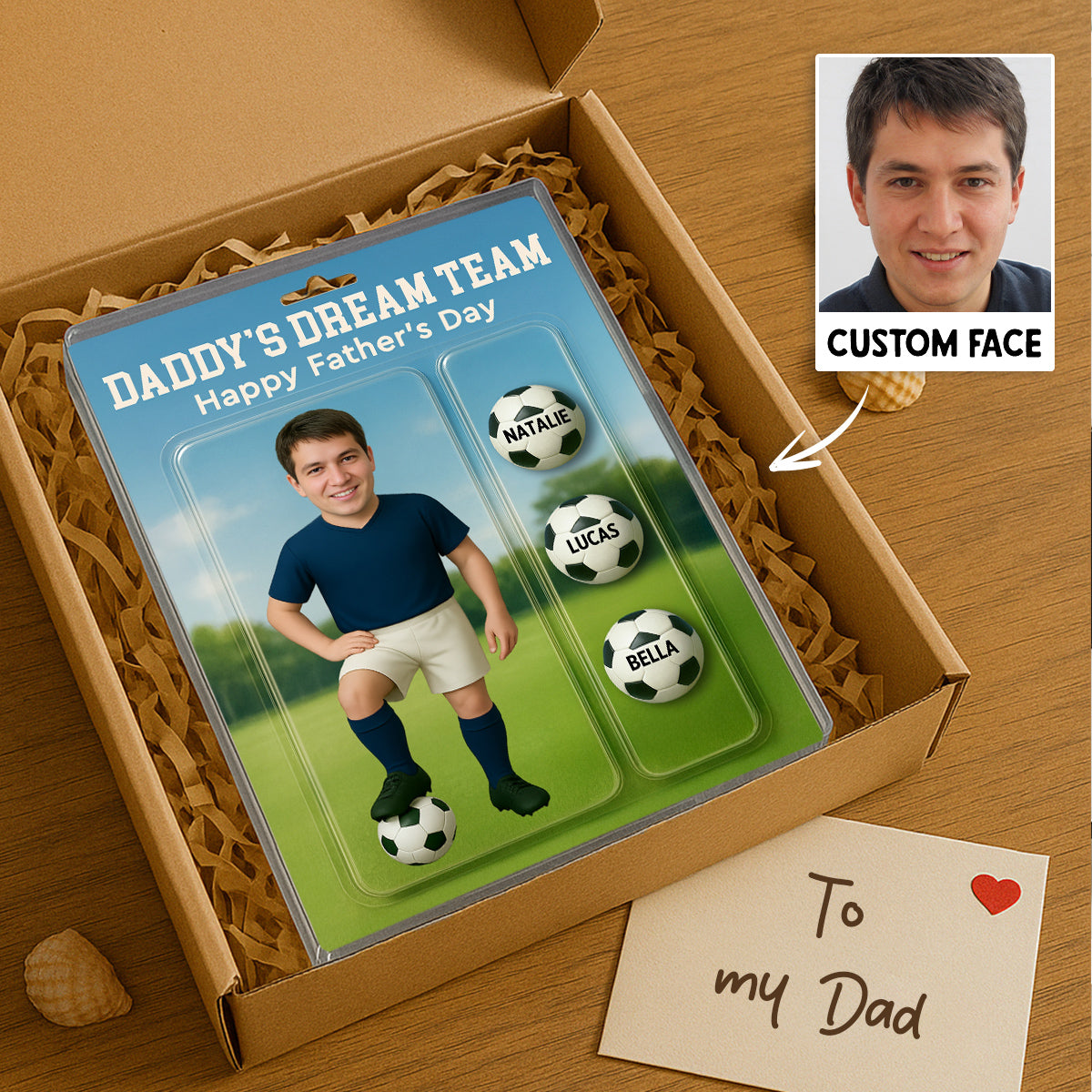 3D Effect Soccer Dad Daddy's Dream Team Custom Figure Personalized Rectangle Flat Acrylic Block Plaque