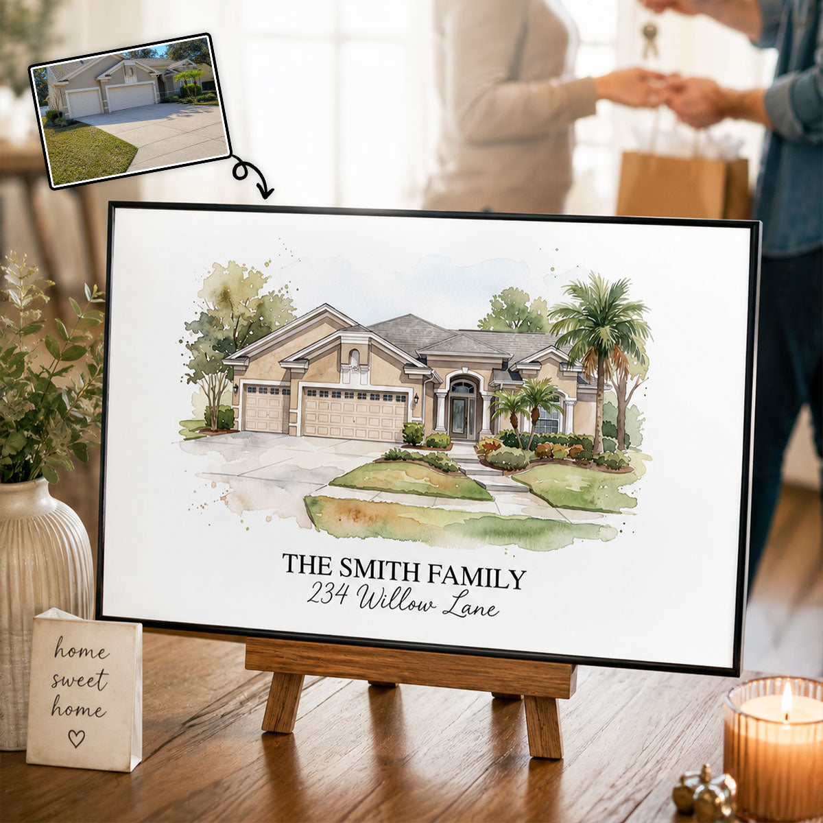 Home Sweet Home Custom Portrait - Personalized Poster - Housewarming Gift, Our First Home Sign