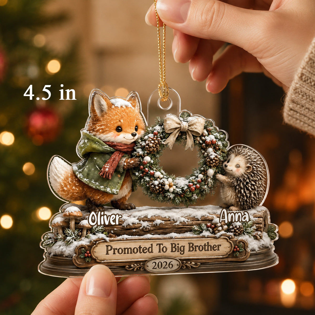 Promoted To Big Brother Sister Christmas - Personalized Acrylic Ornament - Christmas Keepsake