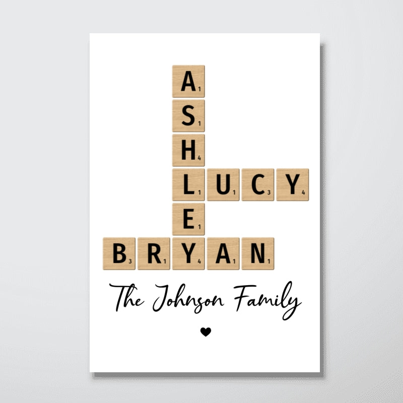 Family Crossword Art - Created In A Moment, Treasured Forever Personalized Poster