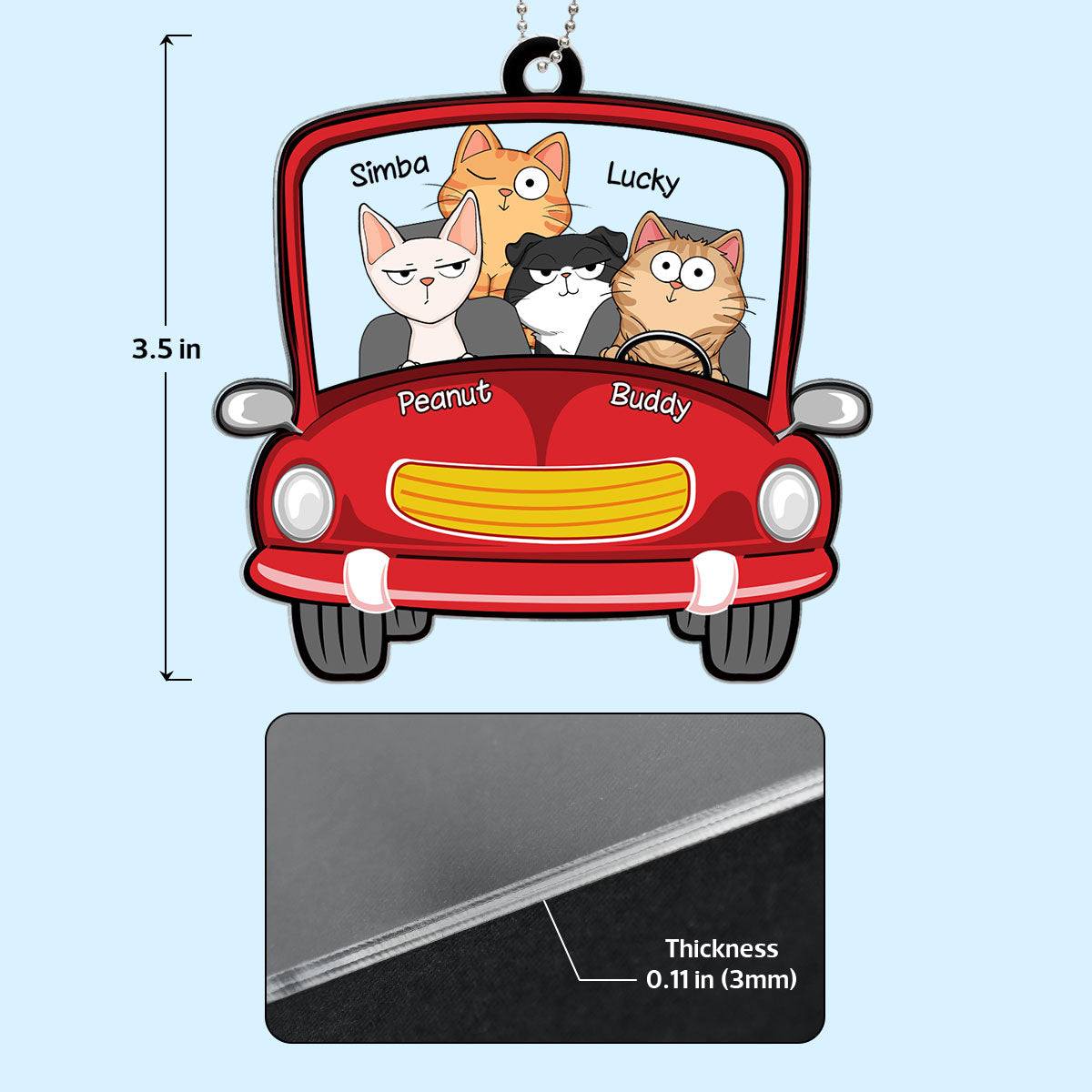 Funny Cats Expression On Car Personalized Acrylic Car Hanger