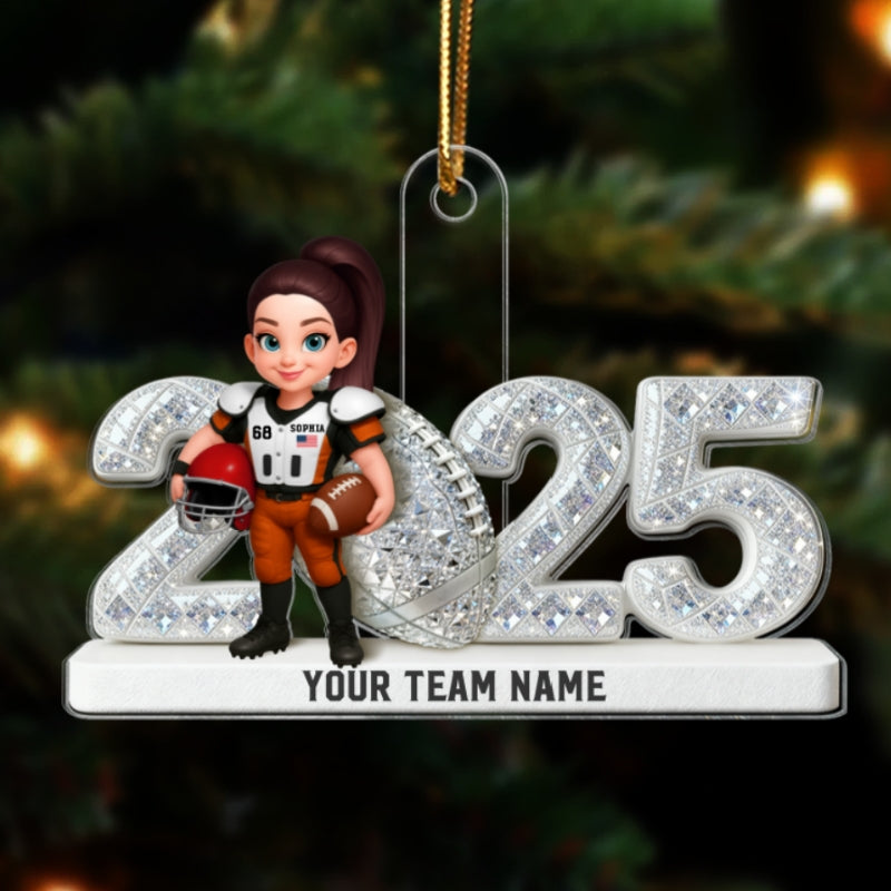 3D Shining Effect Christmas American Football Player - Personalized Acrylic Ornament - Christmas Gift For Football Players