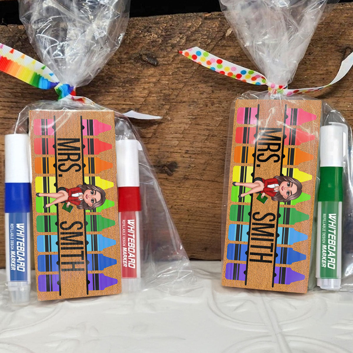 Teacher Sitting on Crayon Personalized Chalkboard/Whiteboard Eraser with Marker, Teacher Appreciation Gift, Back To School Gift