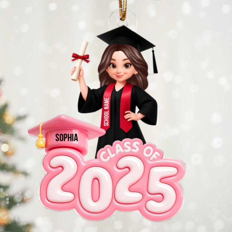 Class of 2025 3D Inflated Pastel Color - Personalized Acrylic Ornament - Christmas Gift for Senior