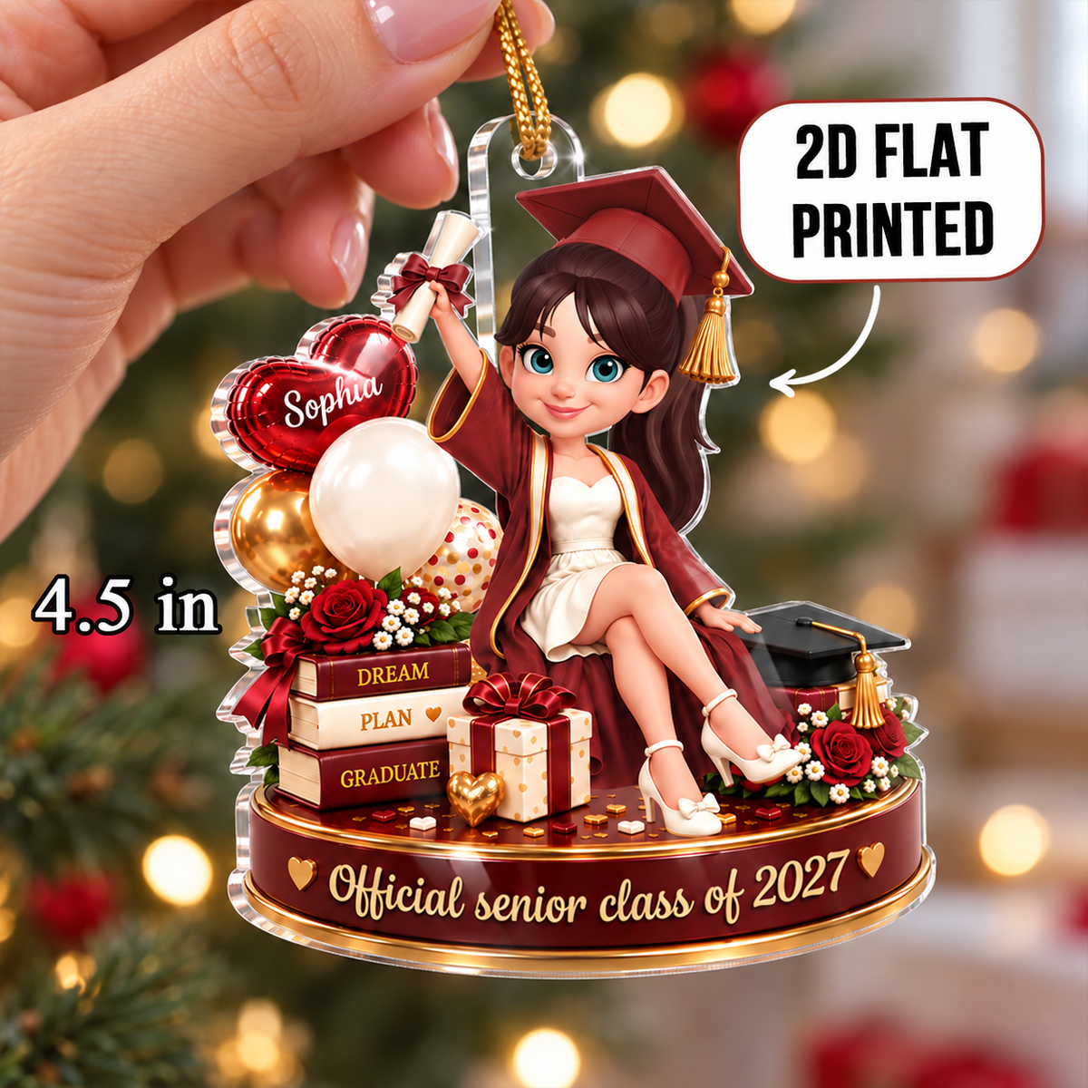 Official Senior Class of 2027 - Personalized Acrylic Ornament - Graduation Christmas Gift for Daughter, Granddaughter