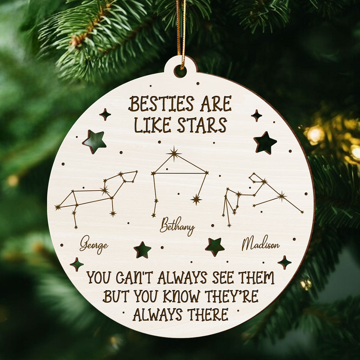Friends Are Like Stars Zodiac Sign Personalized Wooden Ornament