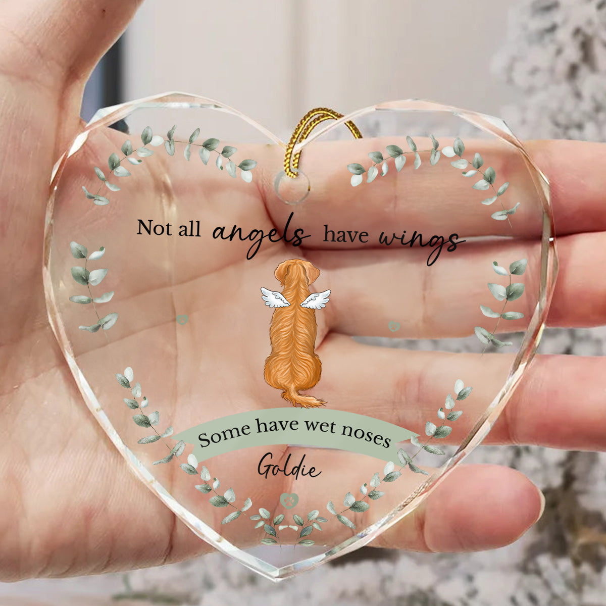 Not All Angels Have Wings Dog Memorial - Personalized Glass Ornament - Christmas Sympathy Remembrance Keepsake
