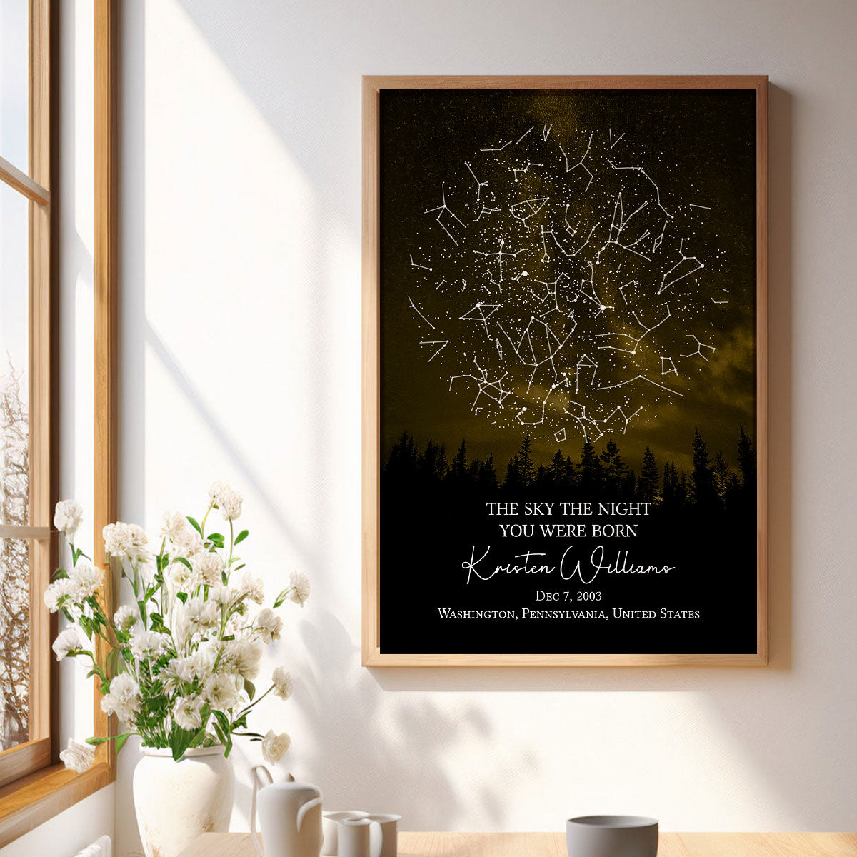 The Stars on the Night You Were Born Custom Star Map, Heartfelt Gift for Husband, Wife, Daughter, Son, Granddaughter, Grandson, Birthday Gift