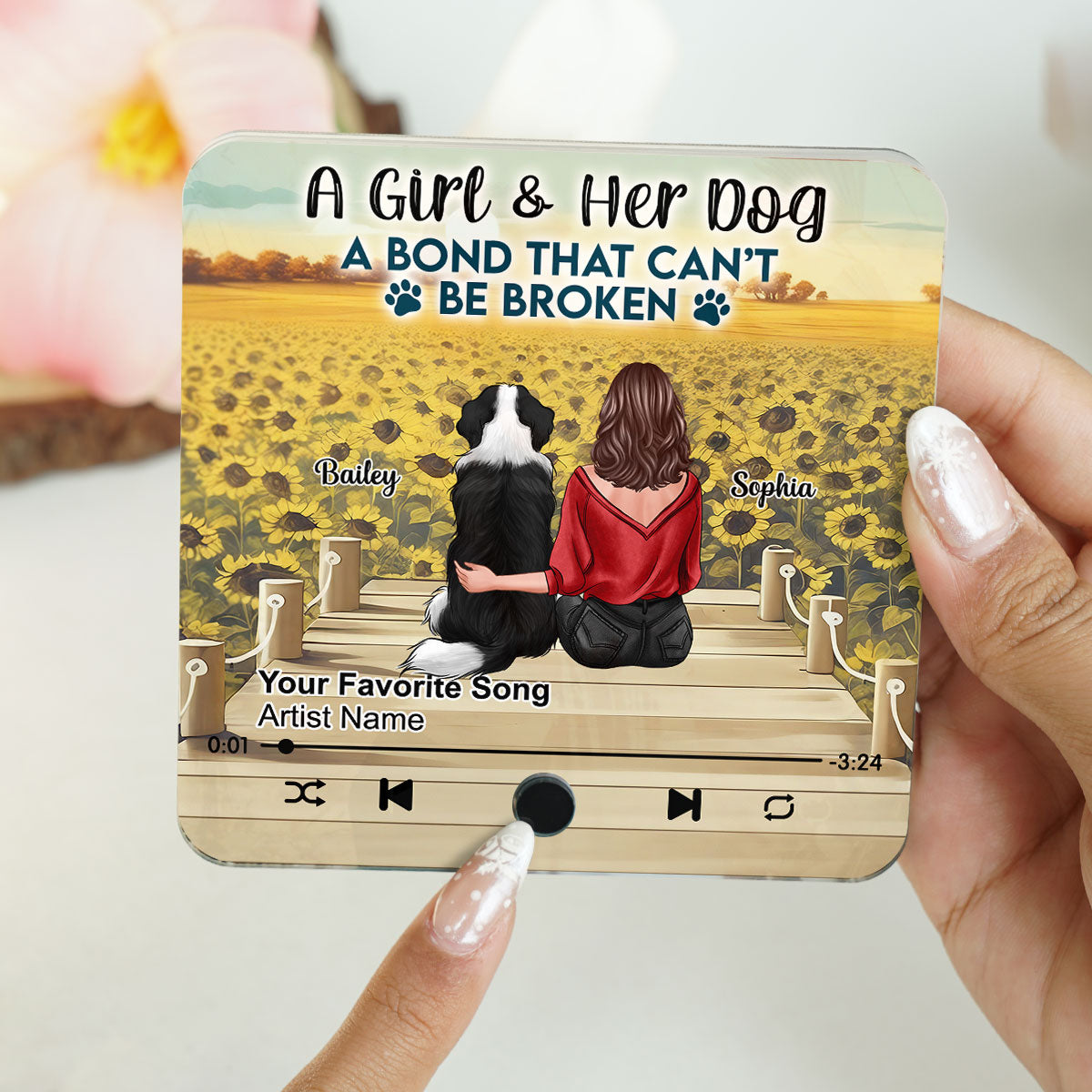 A Girl And Her Dog Personalized Music Fridge Magnet, Heartfelt Gift For Her, For Dog Lovers