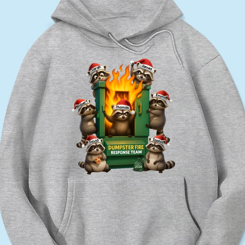 Cunning Raccoon Office Chaos Dumpster Fire Response Team - Personalized Shirt - Funny Holiday Gift for Coworkers