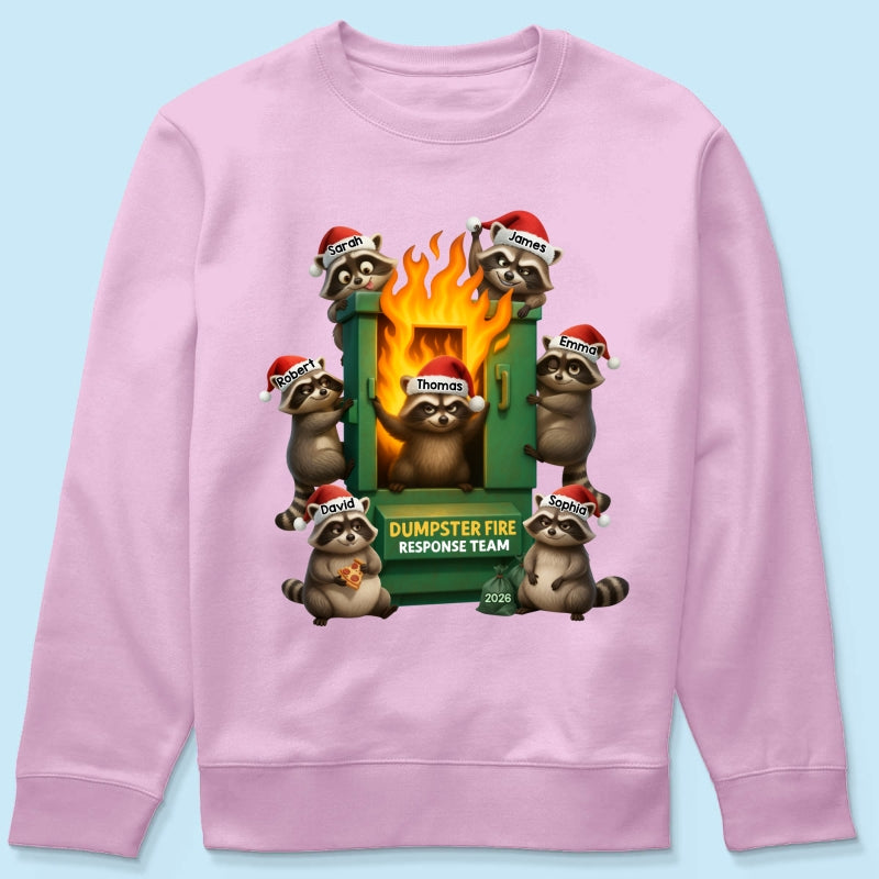 Cunning Raccoon Office Chaos Dumpster Fire Response Team - Personalized Shirt - Funny Holiday Gift for Coworkers