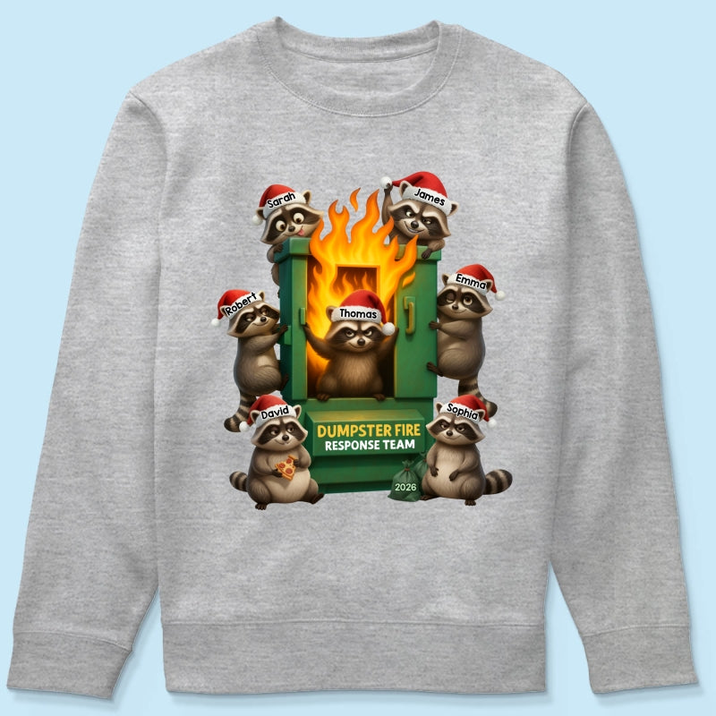 Cunning Raccoon Office Chaos Dumpster Fire Response Team - Personalized Shirt - Funny Holiday Gift for Coworkers
